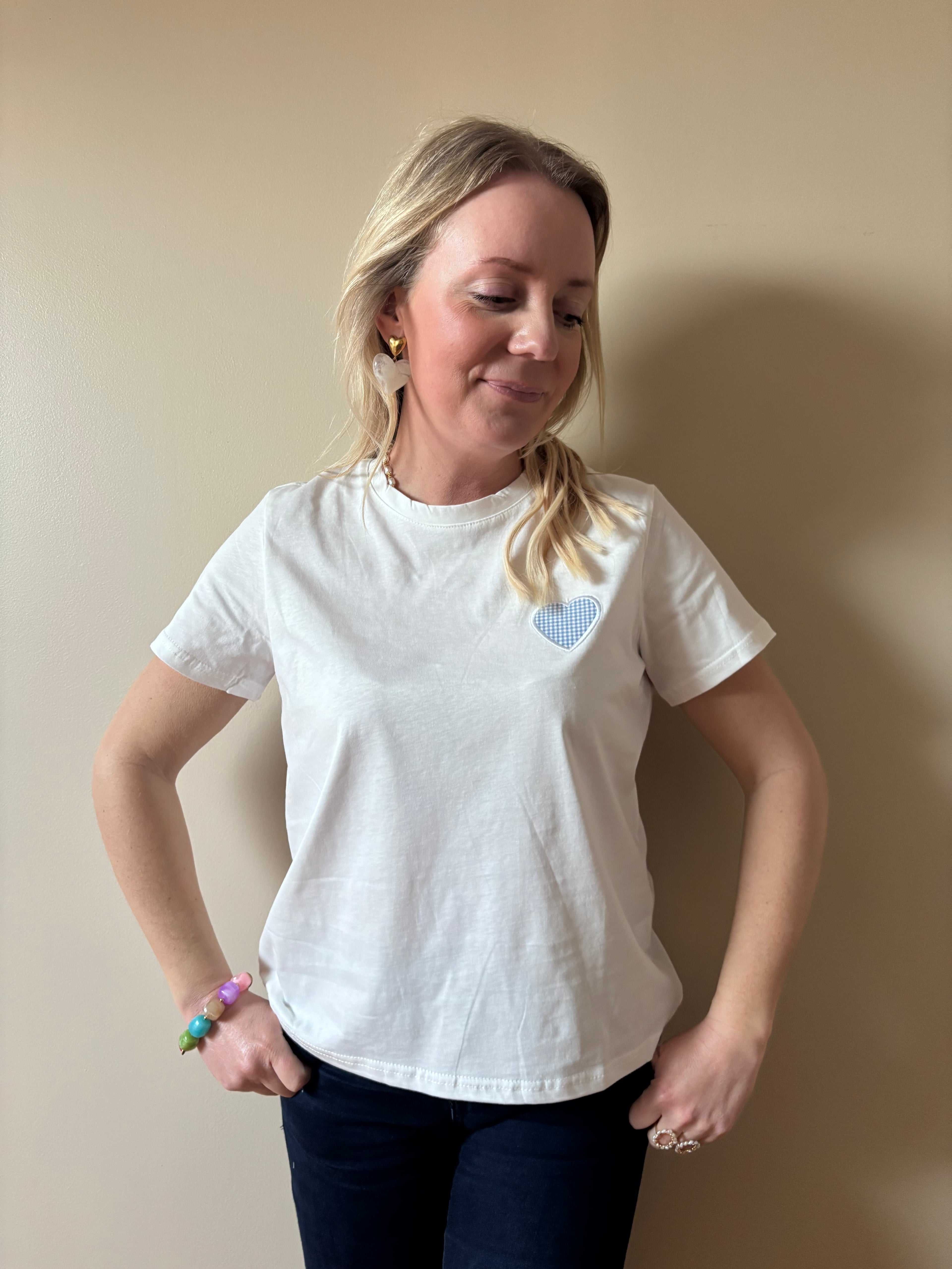 T-SHIRT COEUR BLEU Chic et Paillettes
